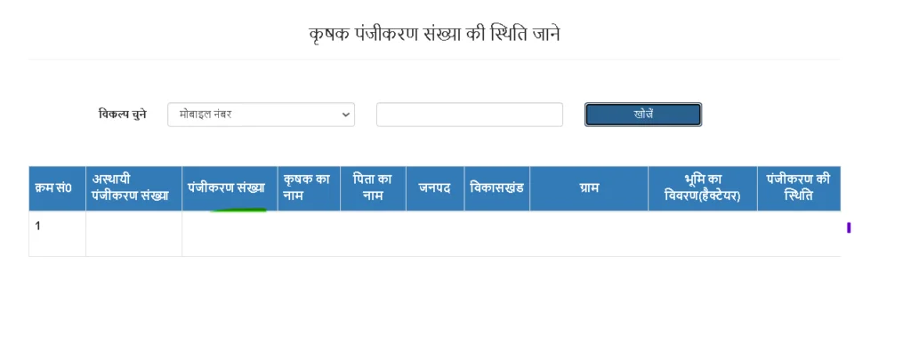 Registration details output