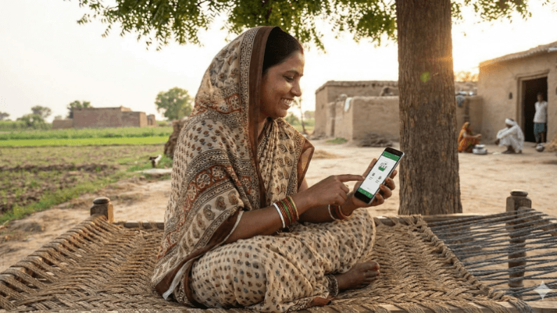 किसान सुविधा पोर्टल से पीएम किसान योजना स्टेटस चेक करते किसान
