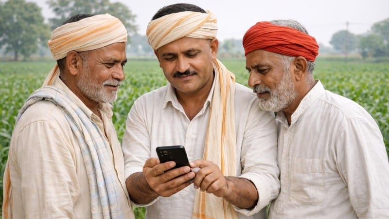 उत्तर प्रदेश के किसान कृषि से जुड़ी ऑनलाइन जानकारी लेते हुए